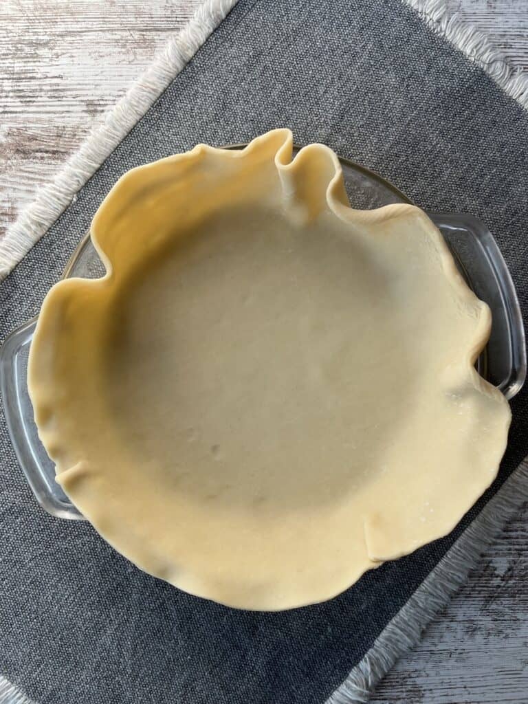 crust in a glass pie dish