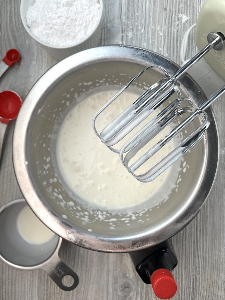 whipped cream after 2 minutes of blending