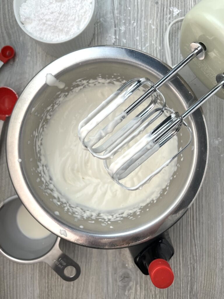 whipped cream after 4 minutes of blending